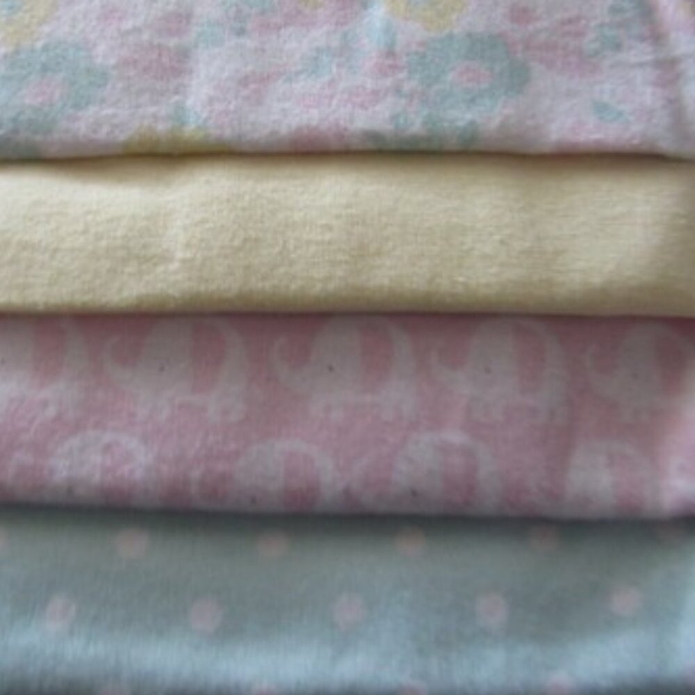 BABY GIRLS RECEIVING BLANKETS 4 PACK 16" X 12" X5 100% Cotton BUTTONS & STITCHES
